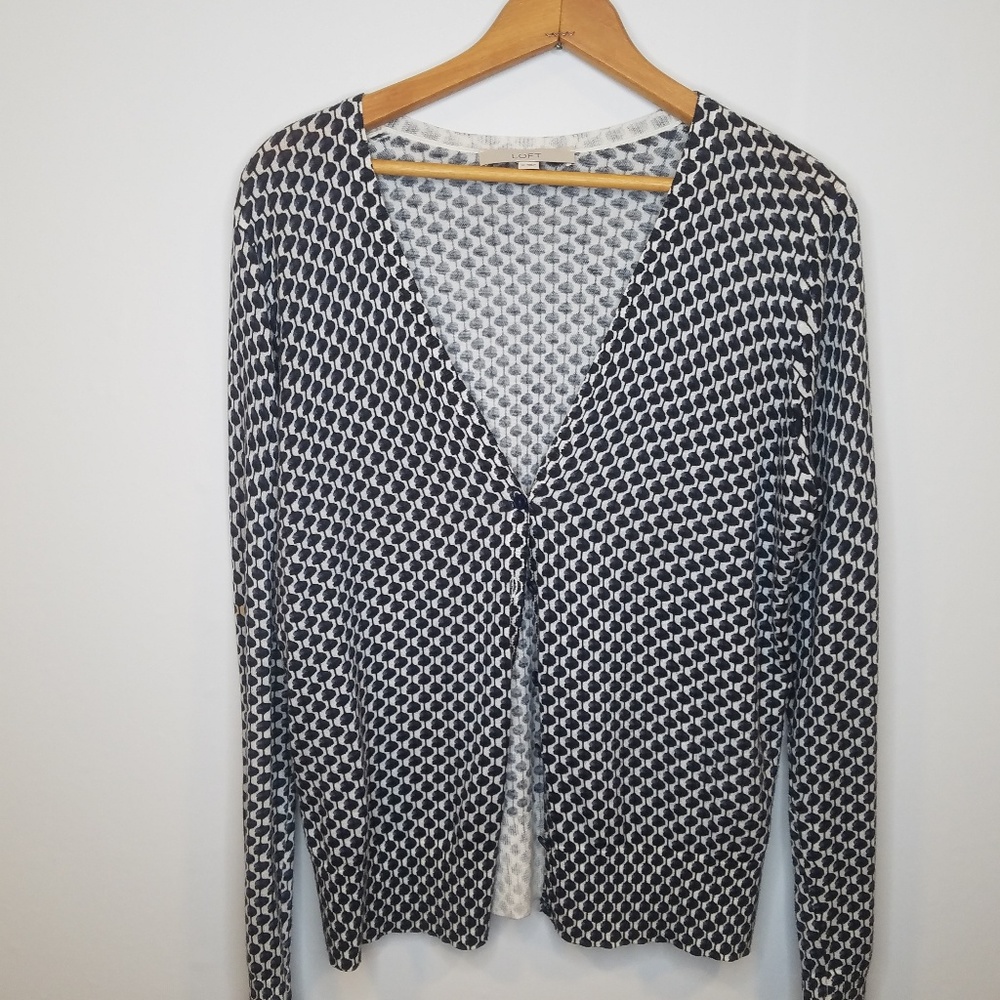 LOFT Blue and White Argyle Sweater